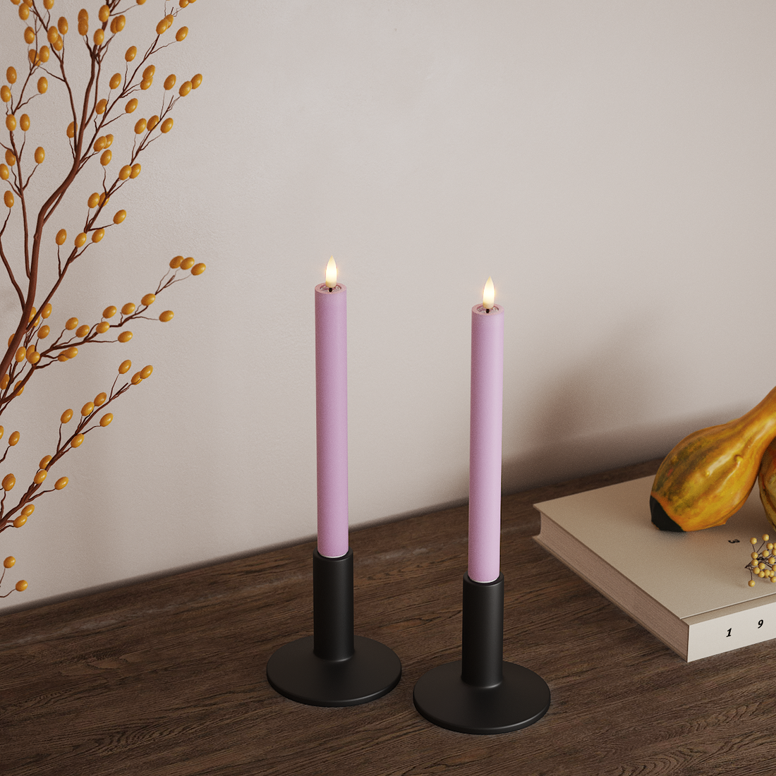 Deluxe Homeart LED Dinerkaars 2 stuks, Ø 2 x 24 cm Lavendel LED Dinerkaars 4