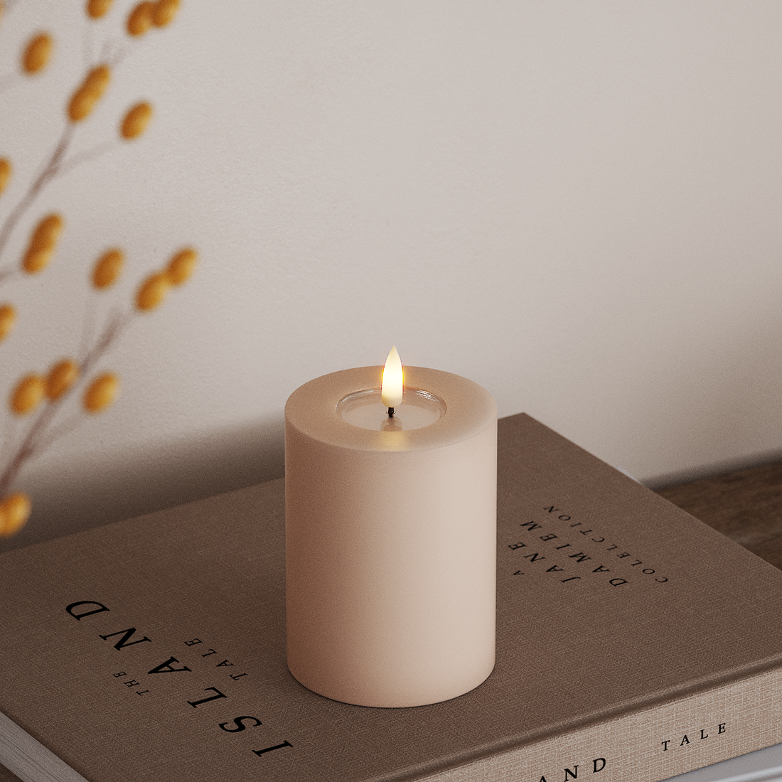 Deluxe Homeart LED Blockljus Ø 7,5 x 10 cm Rose LED Blockljus 4