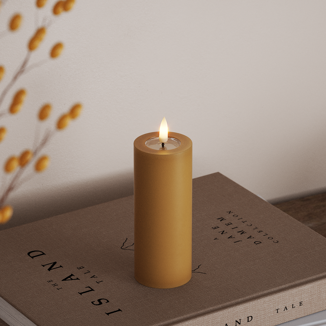 Deluxe Homeart LED Stompkaarsen Ø 5 x 12,5 cm Curry LED Stompkaarsen 4