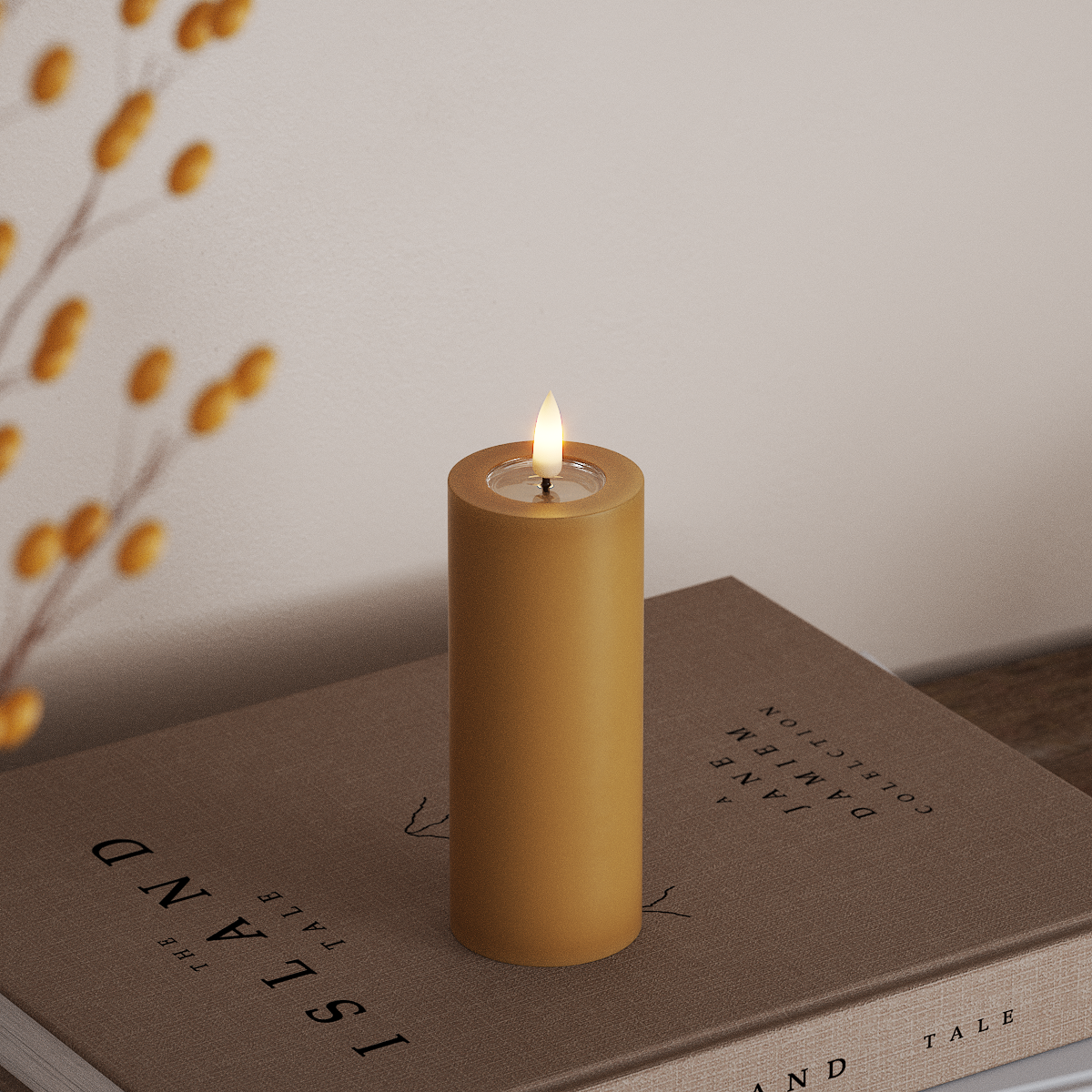 Deluxe Homeart LED Stompkaarsen Ø 5 x 12,5 cm Curry LED Stompkaarsen 3