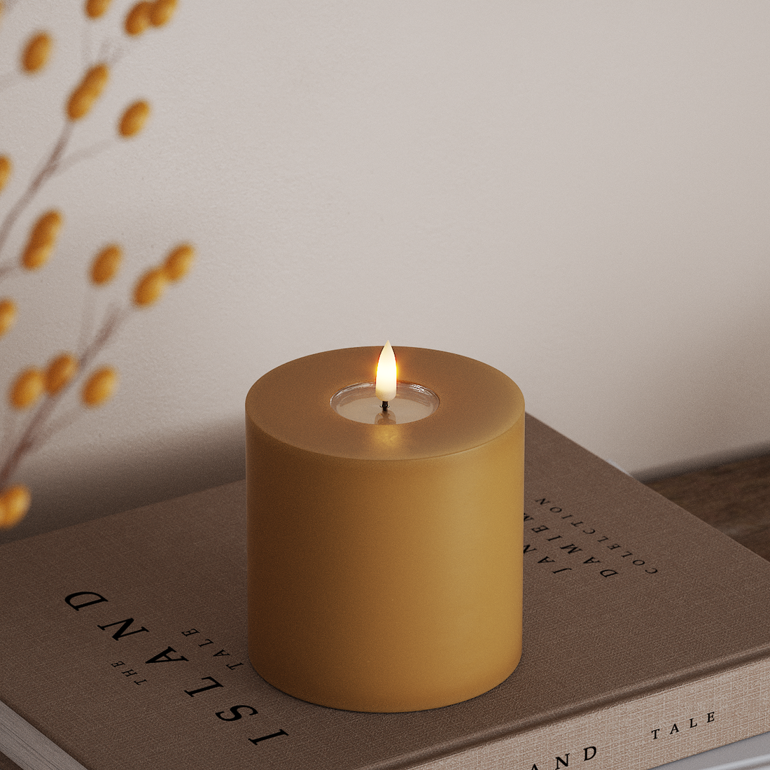 Deluxe Homeart LED Stompkaarsen Ø 10 x 10 cm Curry LED Stompkaarsen 4