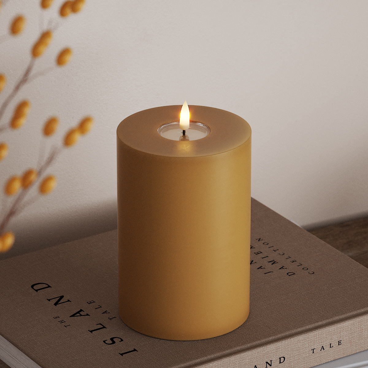 Deluxe Homeart LED Stompkaarsen Ø 10 x 15 cm Curry LED Stompkaarsen 3