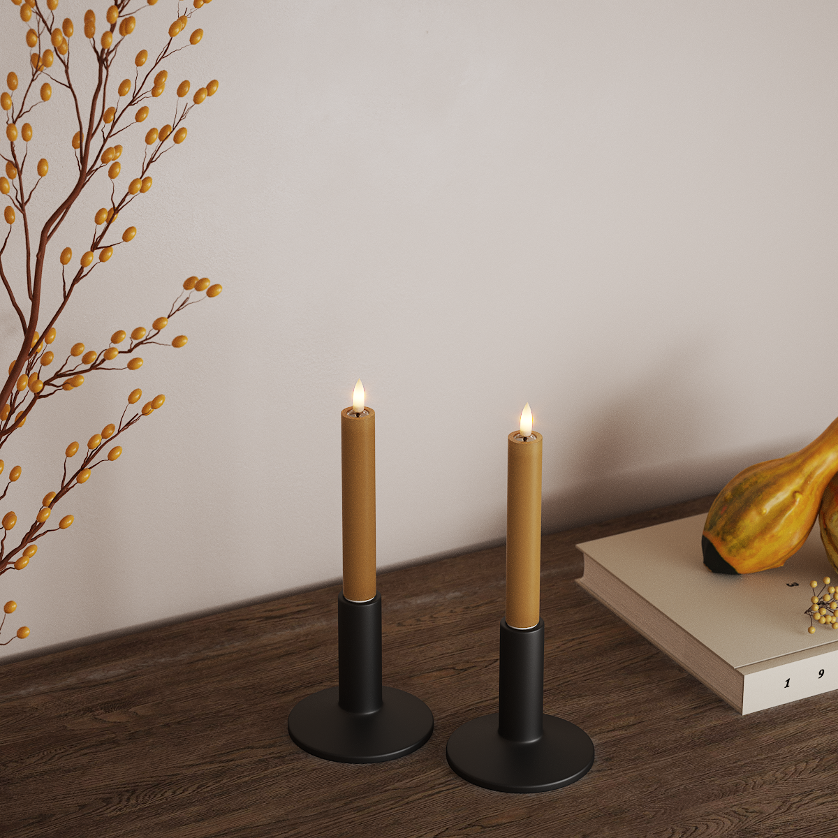 Deluxe Homeart LED Dinerkaars 2 stuks, Ø 2 x 15 cm Curry LED Dinerkaars 3