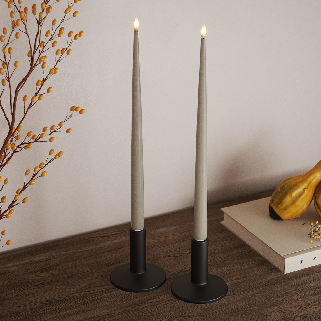 Deluxe Homeart LED Glanzende dinerkaars met Lak, 2 stuks 38 cm Zand LED Glanzende dinerkaars 4