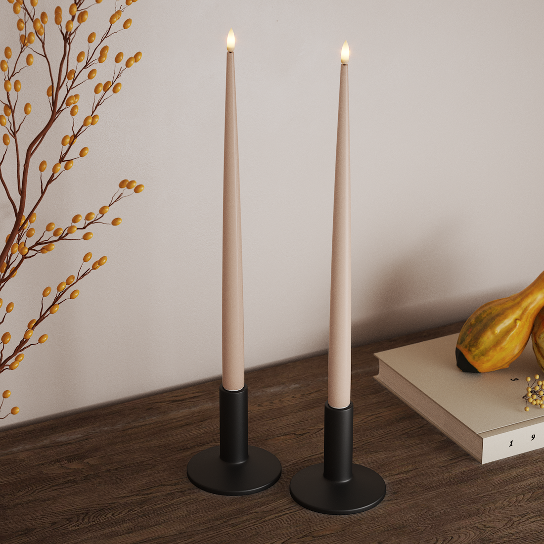 Deluxe Homeart LED Ljus Med Lack med Lack, 2 st 38 cm Rose LED Ljus Med Lack 4