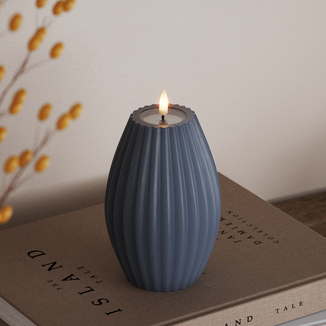 Deluxe Homeart LED Ribbelkaarsen D 10 x H 15 cm Ijsblauw LED Ribbelkaarsen 4