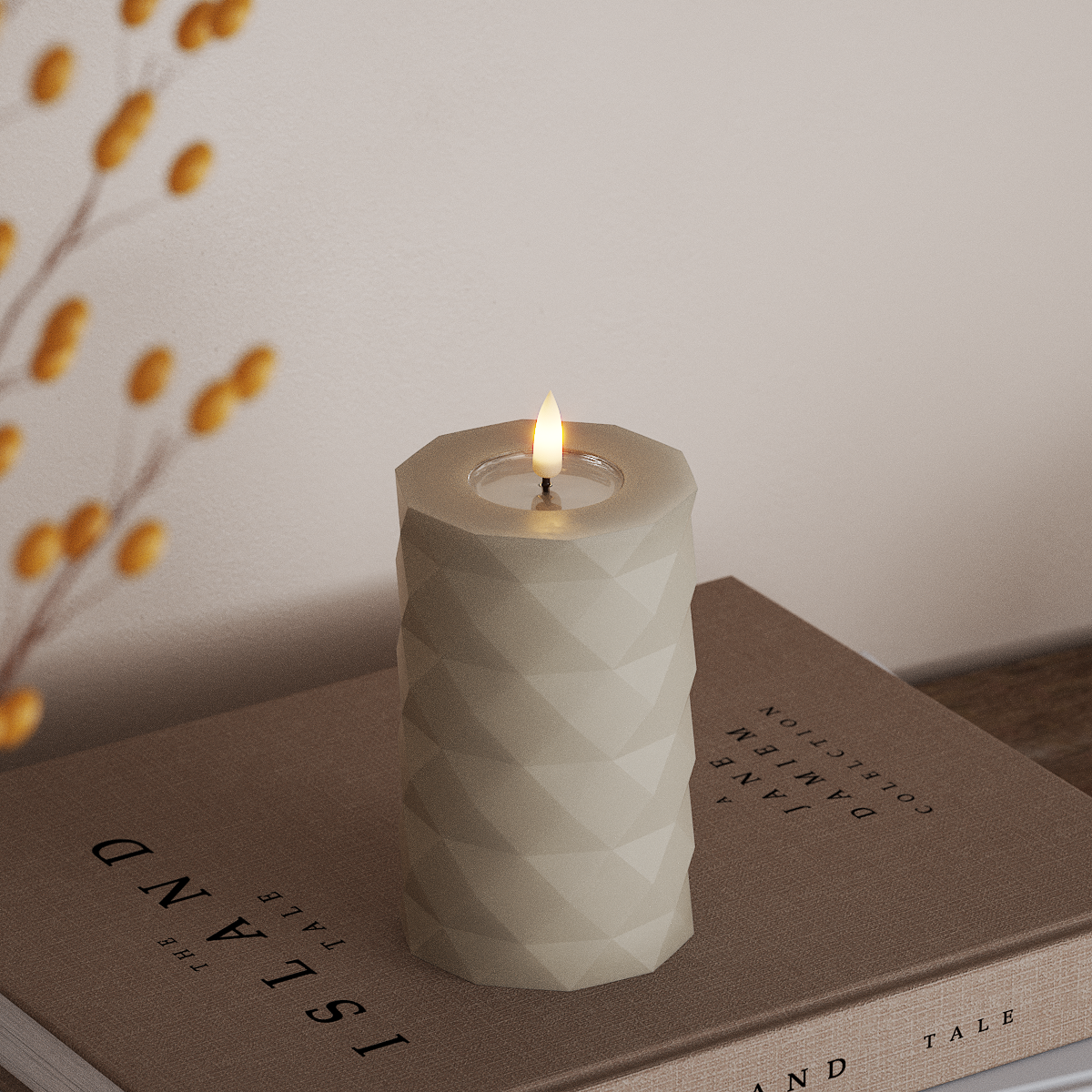 Deluxe Homeart Square LED Stompkaarsen Ø 7,5 x 12,5 cm Zand LED Square 3