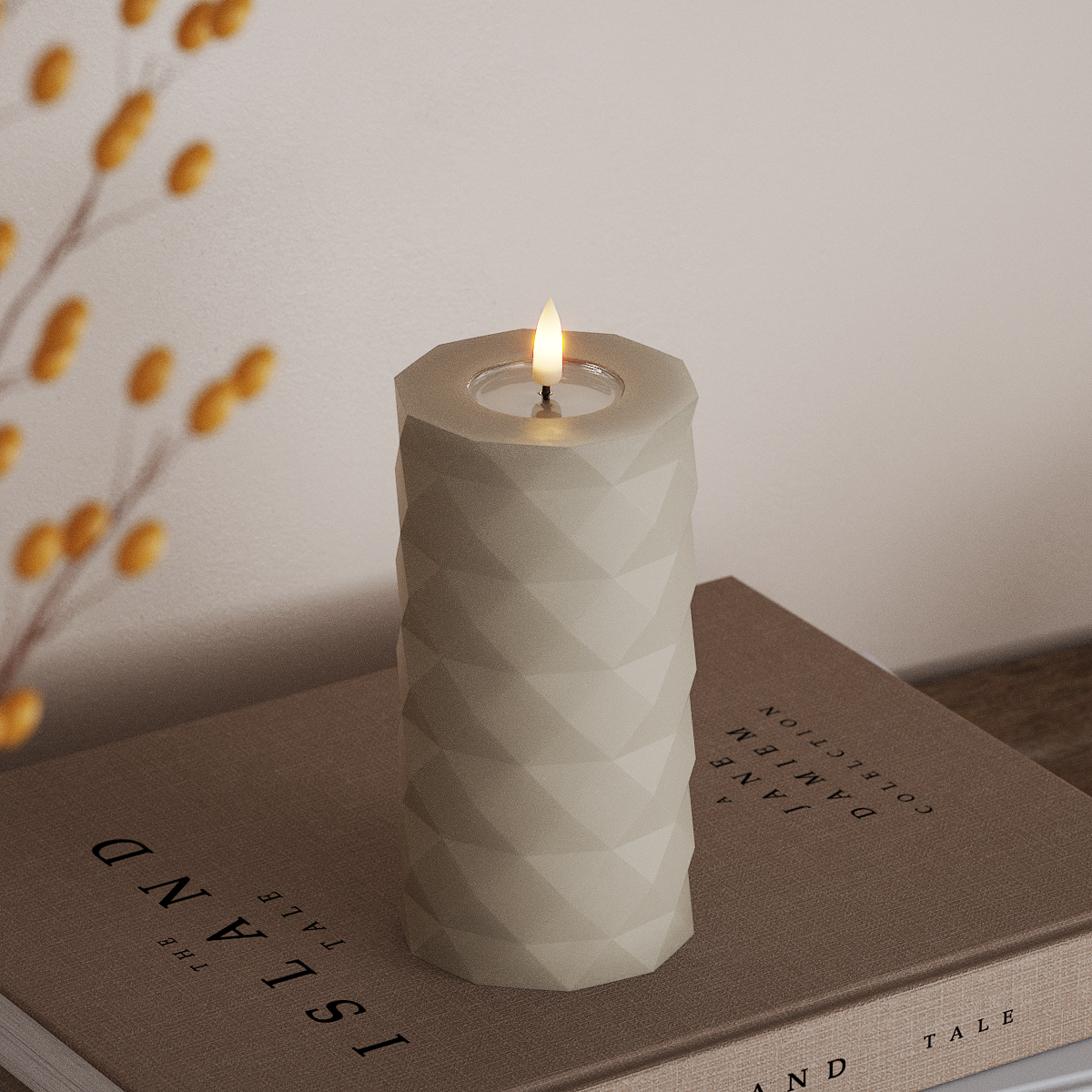 Deluxe Homeart Square LED Stompkaarsen Ø 7,5 x 15 cm Zand LED Square 3