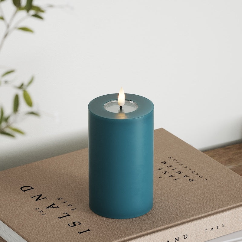 Deluxe Homeart LED Blockljus Ø 7,5 x 12,5 cm Petroleum