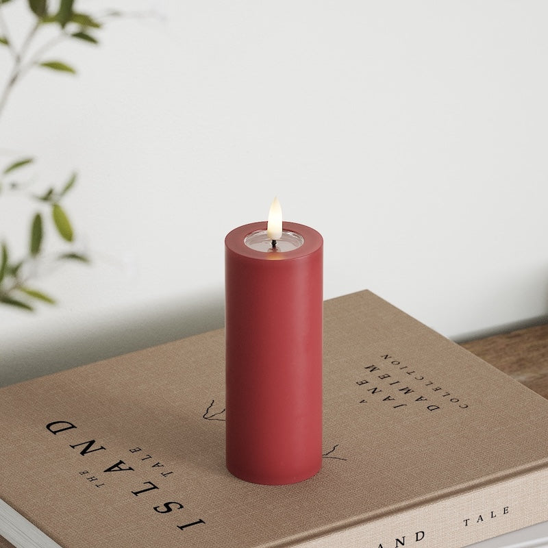 Deluxe Homeart LED Stompkaarsen Ø 5 x 12,5 cm Bordeaux