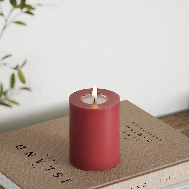 Deluxe Homeart LED Blockljus Ø 7,5 x 10 cm Bordeaux