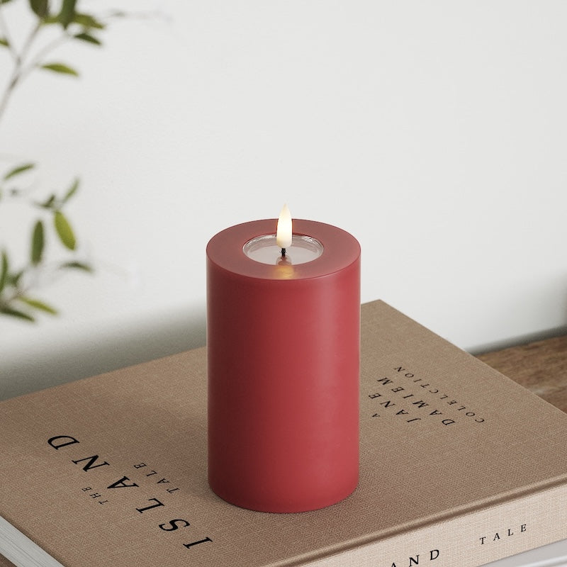 Deluxe Homeart LED Stompkaarsen Ø 7,5 x 12,5 cm Bordeaux