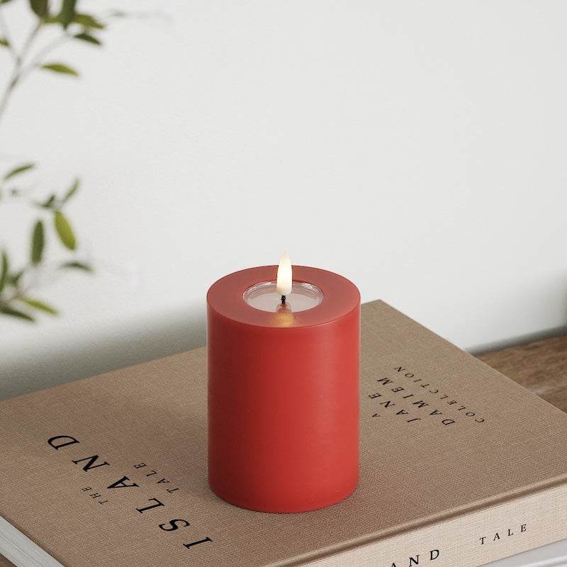 Deluxe Homeart LED Stompkaarsen Ø 7,5 x 10 cm Rood