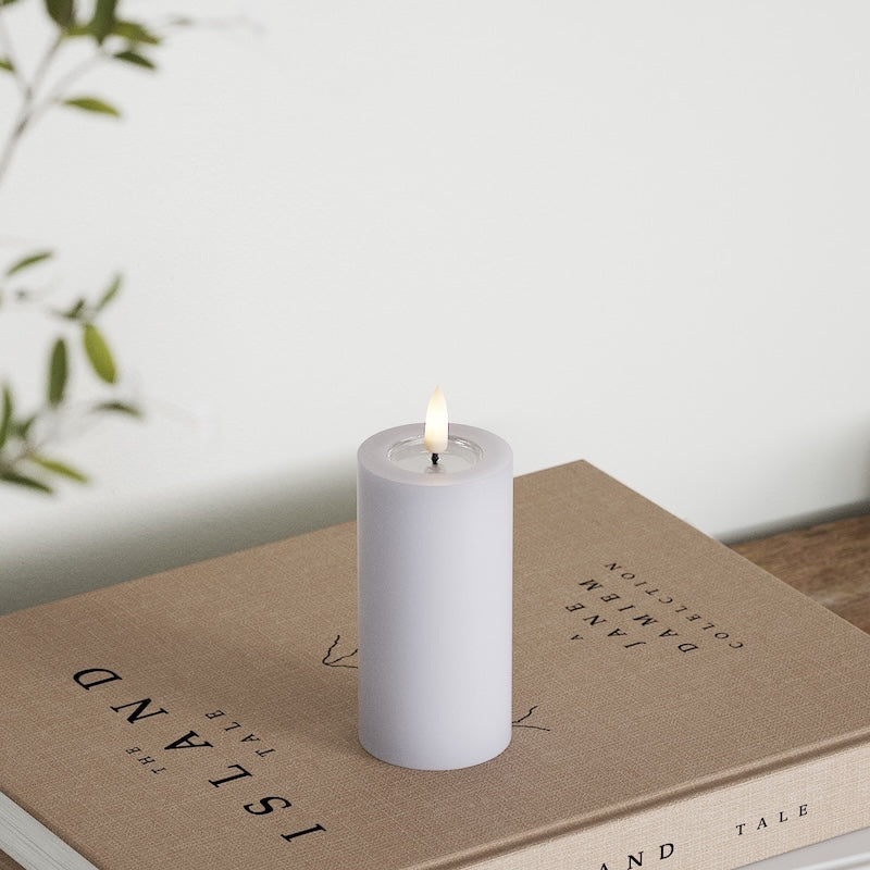 Deluxe Homeart LED Stompkaarsen Ø 5 x 10 cm Vergrijsd blauw