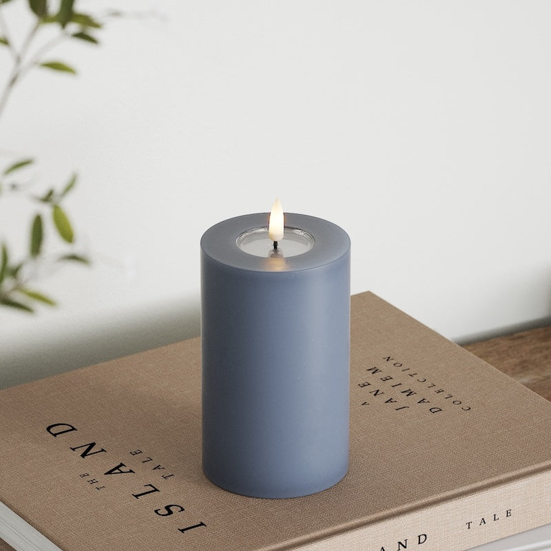 Deluxe Homeart LED Stompkaarsen Ø 7,5 x 12,5 cm Ijsblauw