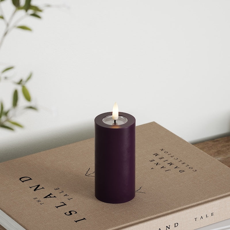 Deluxe Homeart LED Stompkaarsen Ø 5 x 10 cm Donkerpaars
