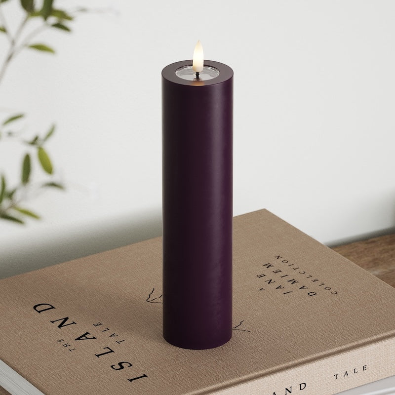 Deluxe Homeart LED Stompkaarsen Ø5 x 20 cm Donkerpaars