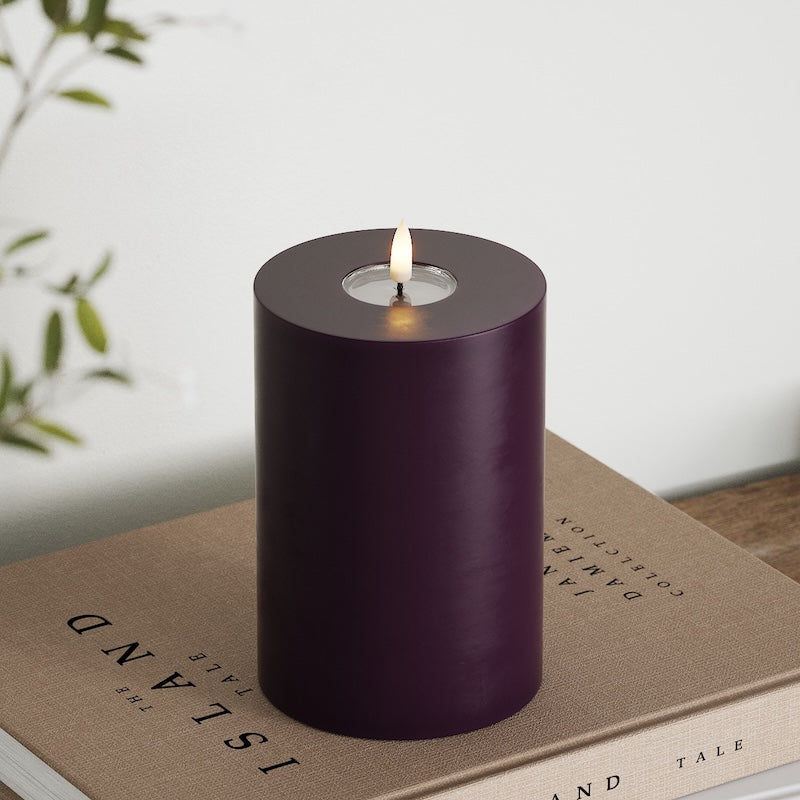 Deluxe Homeart LED Stompkaarsen Ø 10 x 15 cm Donkerpaars