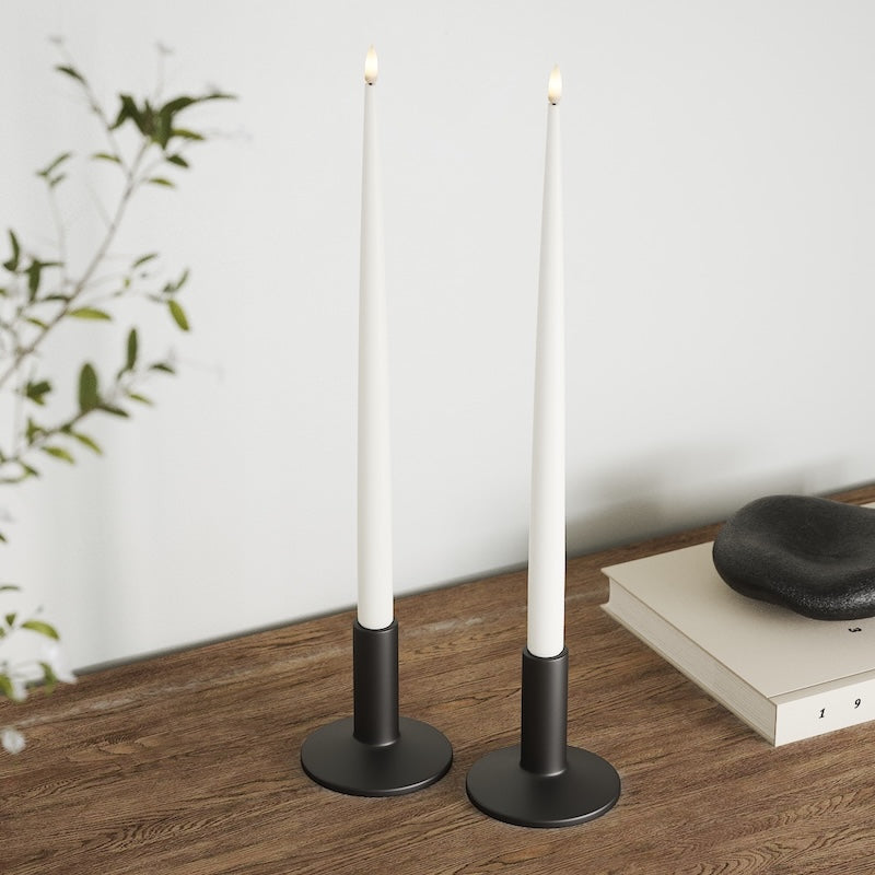 Deluxe Homeart LED Glanzende dinerkaars met Lak, 2 stuks 38 cm Wit LED Glanzende dinerkaars 2