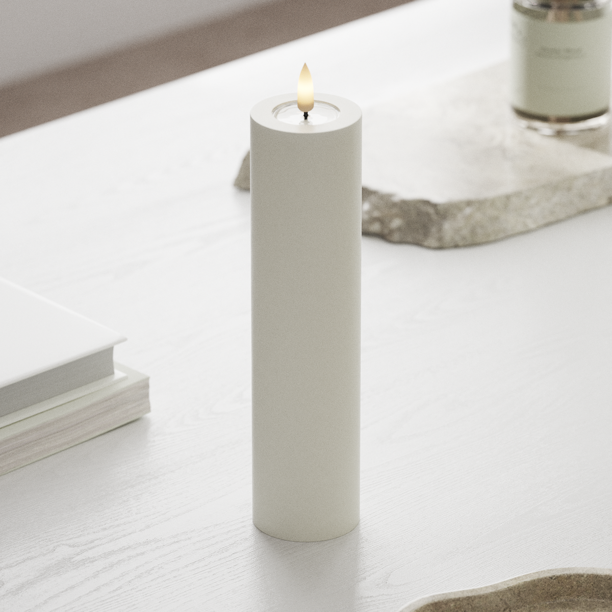 Deluxe Homeart LED Blockljus Ø 5 x 20 cm Vit LED Blockljus 1