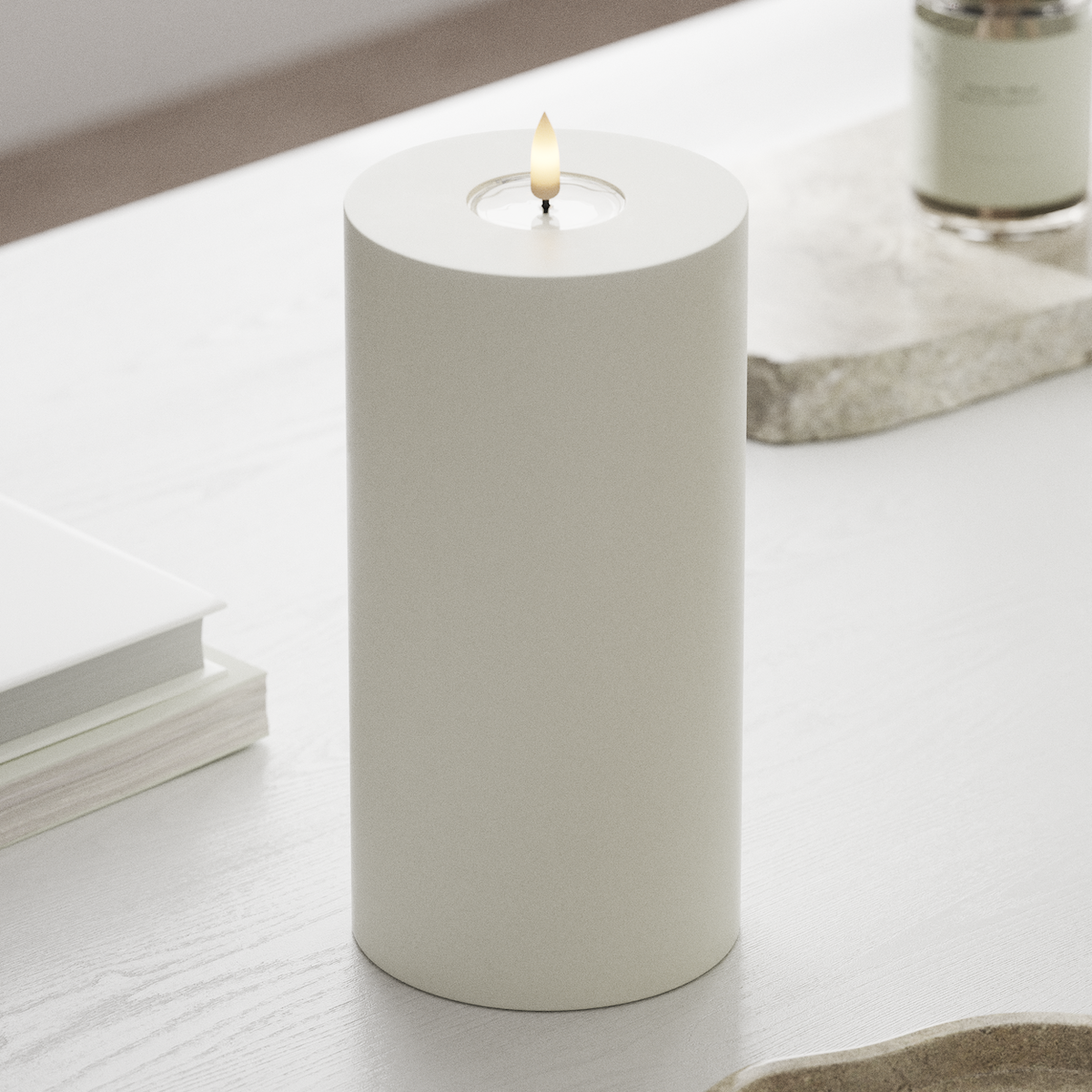 Deluxe Homeart LED Blockljus Ø 10 x 20 cm Vit LED Blockljus 1