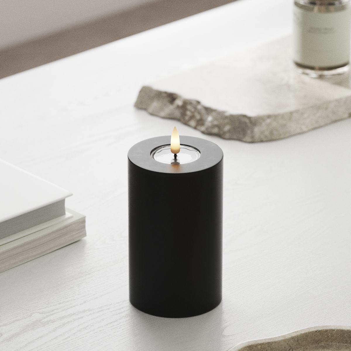 Deluxe Homeart LED Stompkaarsen Ø 7,5 x 12,5 cm Zwart LED Stompkaarsen 1