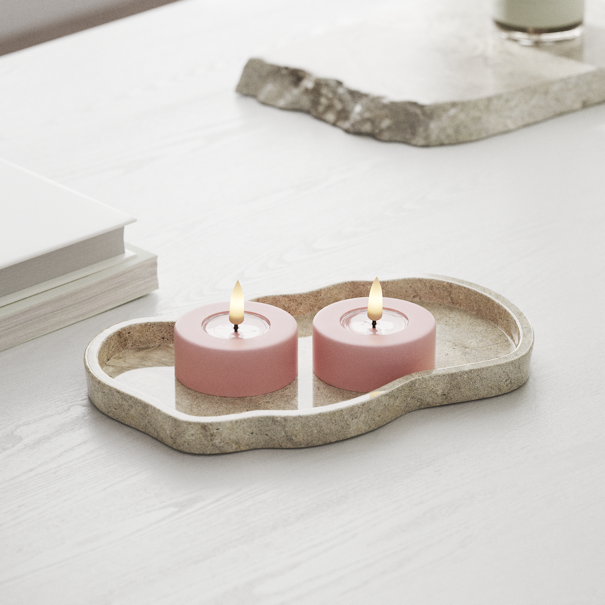 Deluxe Homeart LED Jumbo Waxinelichtjes 2 stuks Groot Lichtroze LED jumbo Waxinelichtjes 1