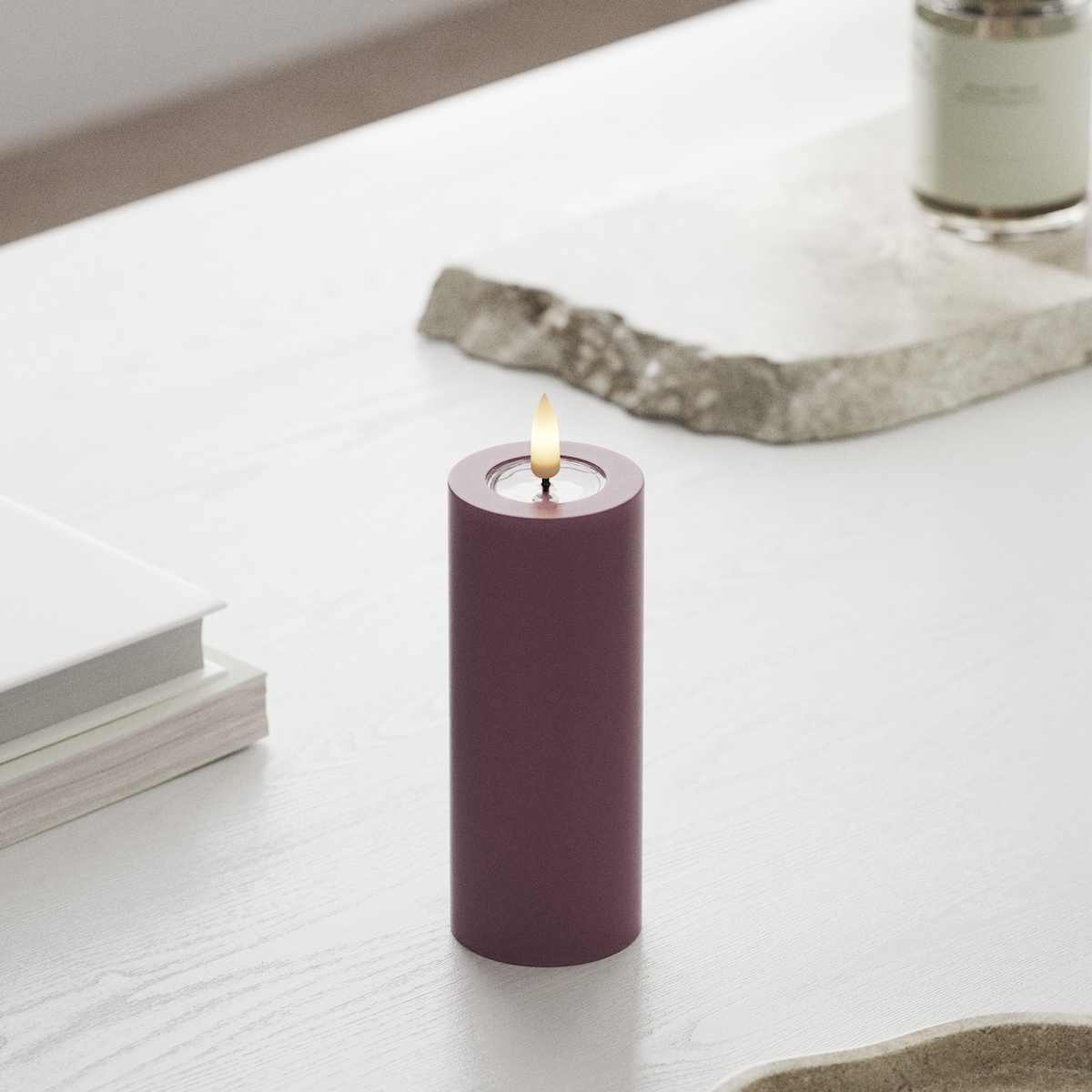 Deluxe Homeart LED Stompkaarsen Ø 5 x 12,5 cm Lichtpaars LED Stompkaarsen 1