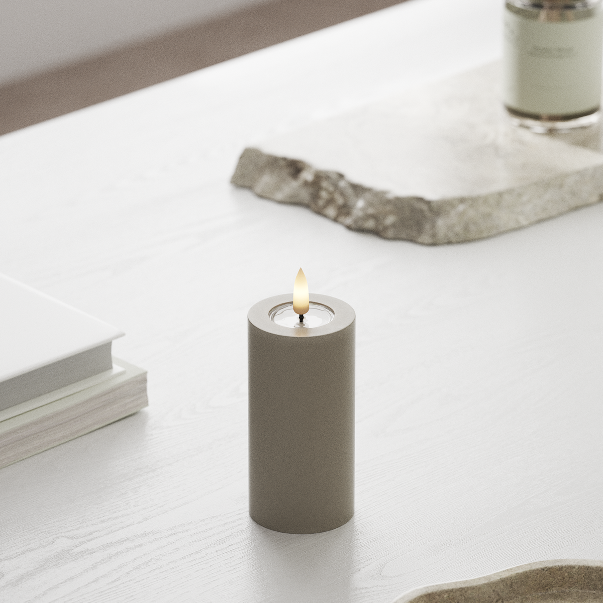 Deluxe Homeart LED Stompkaarsen Ø 5 x 10 cm Zand LED Stompkaarsen 1