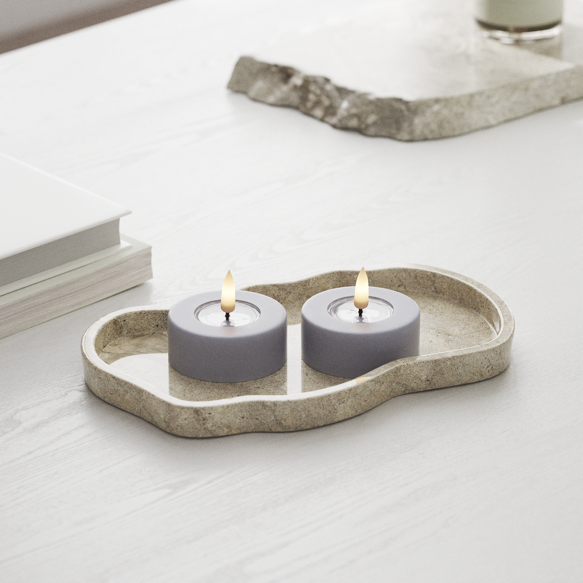 Deluxe Homeart LED Jumbo Fyrfadslys 2 stk. Store Støvet blå LED jumbo fyrfadslys 1