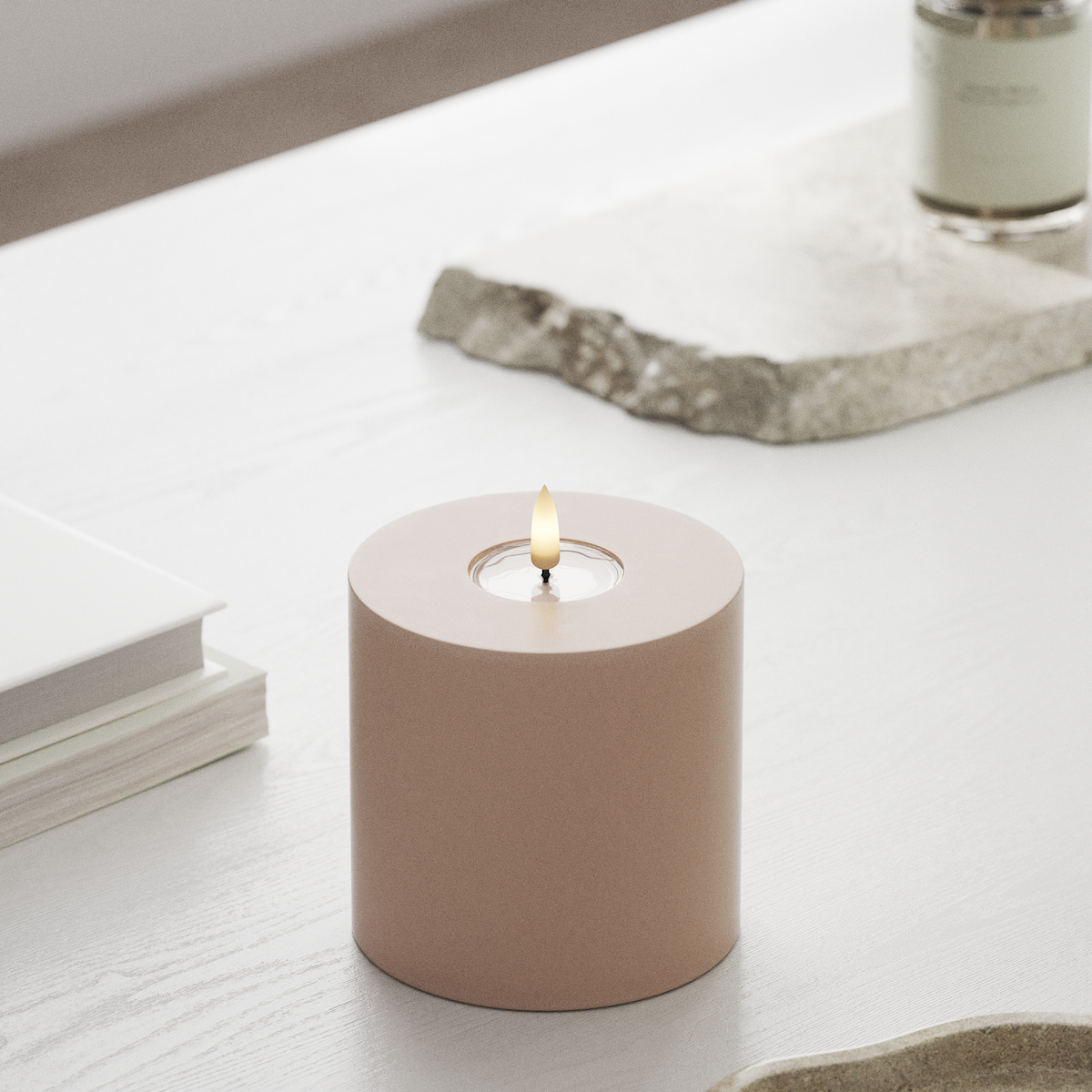 Deluxe Homeart LED Stompkaarsen Ø 10 x 10 cm Roze LED Stompkaarsen 1