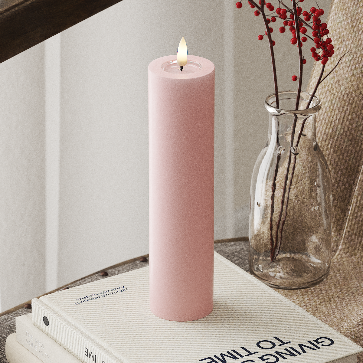 Deluxe Homeart LED Stompkaarsen Ø5 x 20 cm Lichtroze LED Stompkaarsen 4