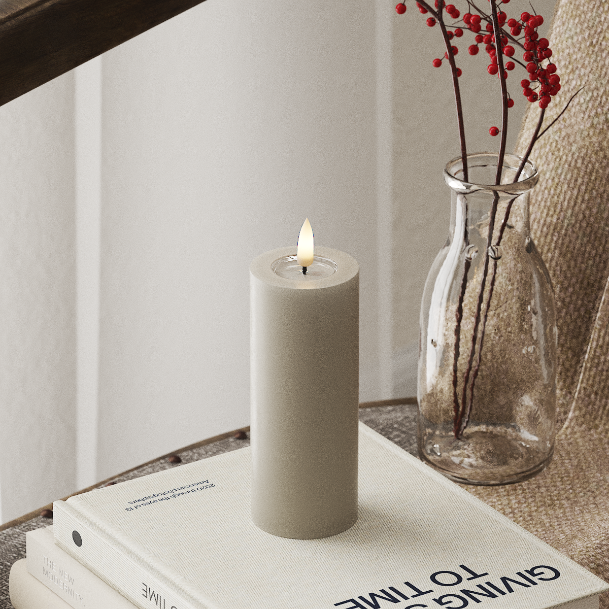 Deluxe Homeart LED Stompkaarsen Ø 5 x 12,5 cm Zand LED Stompkaarsen 4