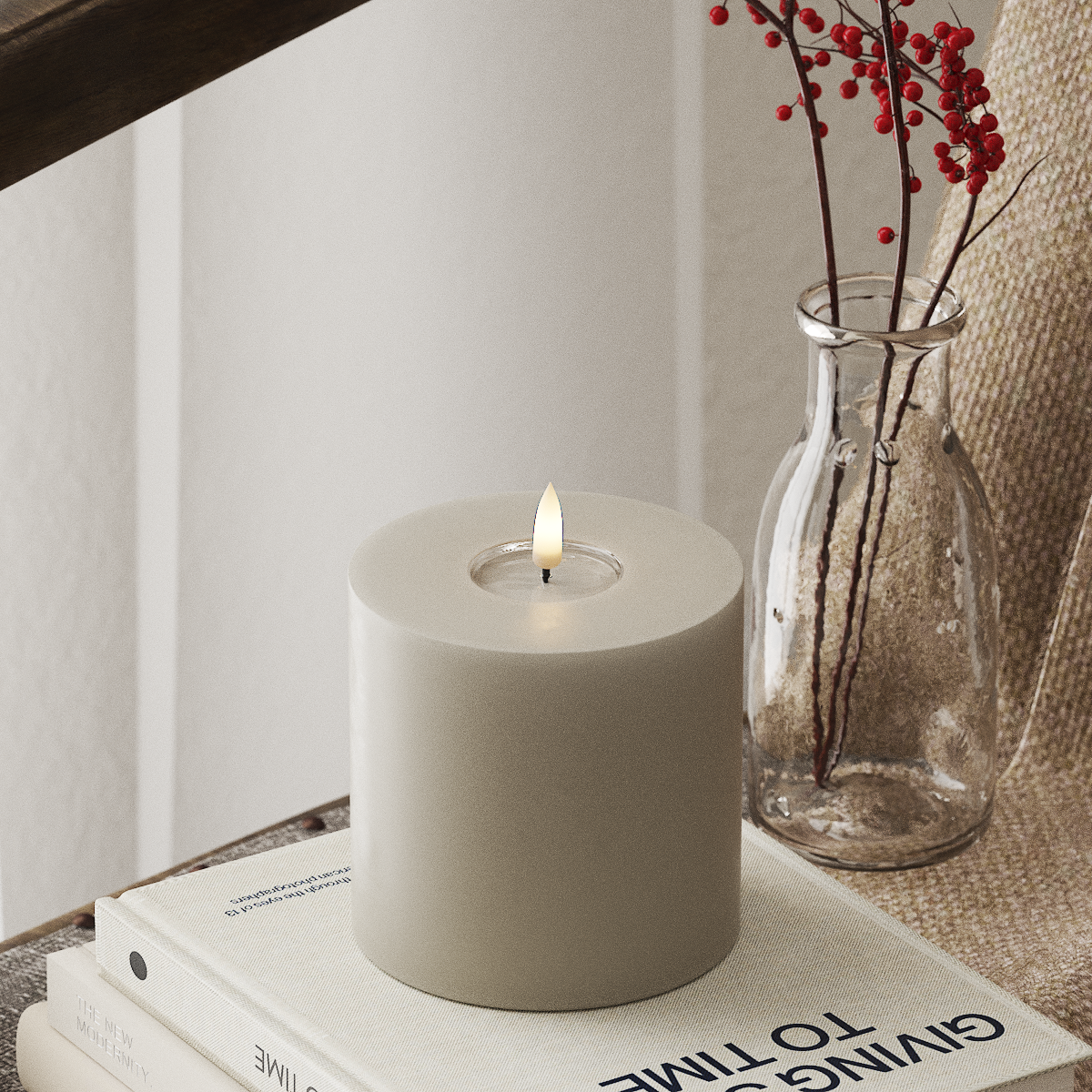 Deluxe Homeart LED Stompkaarsen Ø 10 x 10 cm Zand LED Stompkaarsen 4