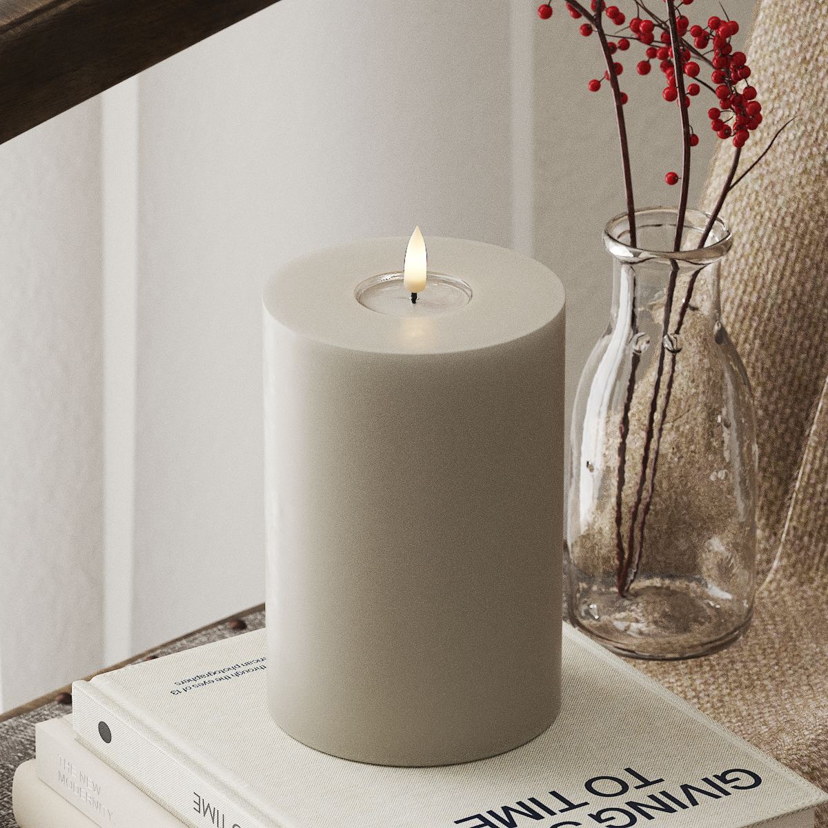 Deluxe Homeart LED Stompkaarsen Ø 10 x 15cm Zand LED Stompkaarsen 4