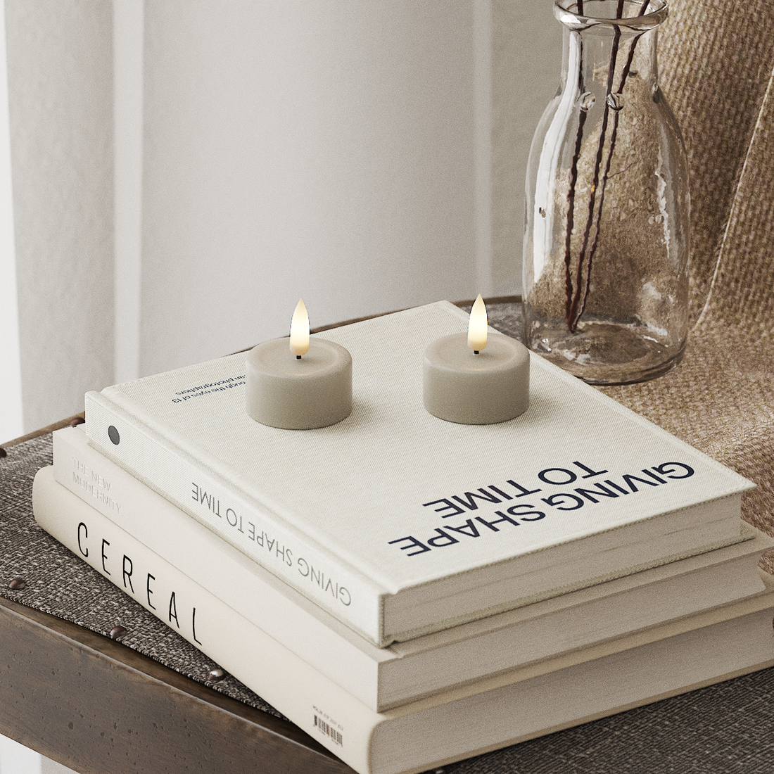 Deluxe Homeart LED Waxinelichtjes 2 stuks Zand LED Waxinelichtjes 4