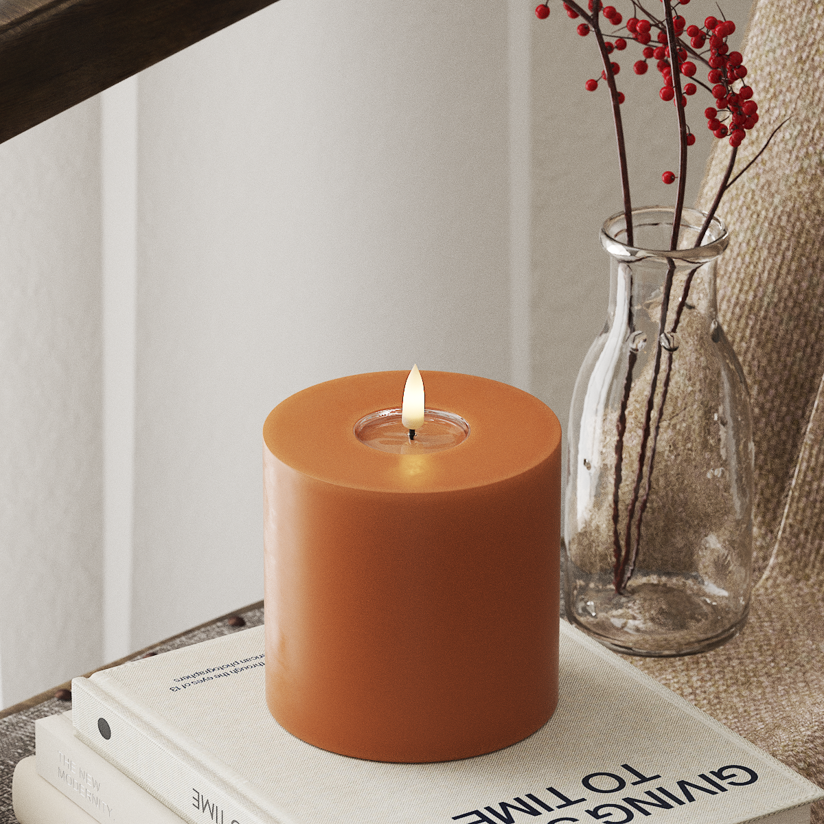 Deluxe Homeart LED Stompkaarsen Ø 10 x 10 cm Oranje LED Stompkaarsen 4