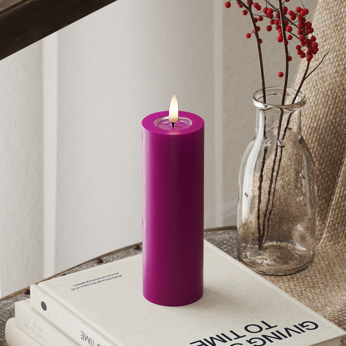 Deluxe Homeart LED Stompkaarsen Ø 5 x 15 cm Violet LED Stompkaarsen 4