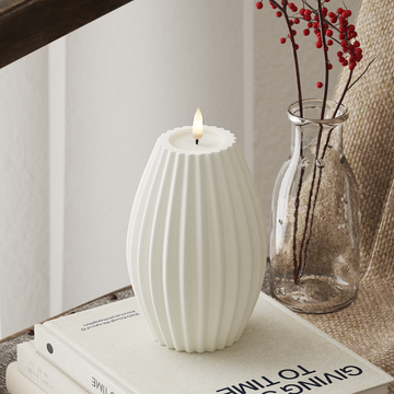 Deluxe Homeart LED Ribbelkaarsen D 10 x H 15 cm Wit LED Ribbelkaarsen 4