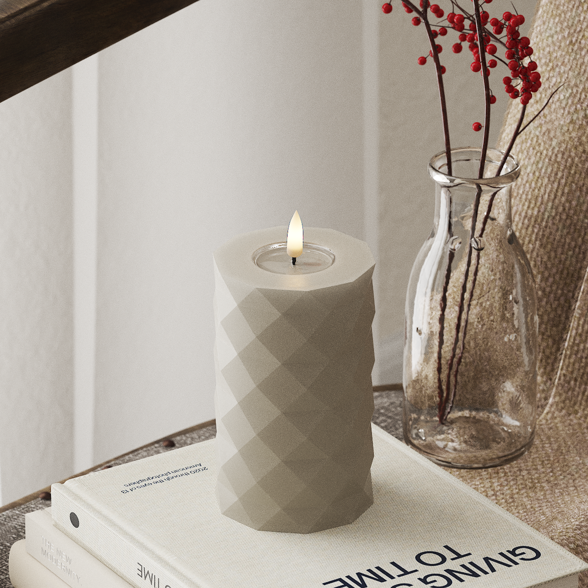 Deluxe Homeart Square LED Stompkaarsen Ø 7,5 x 12,5 cm Zand LED Square 4