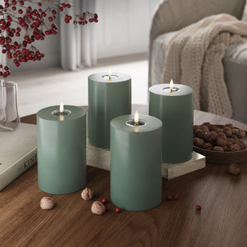 LED Stompkaarsen Ø 10 x 15 cm Jadegroen - 4 pc's
