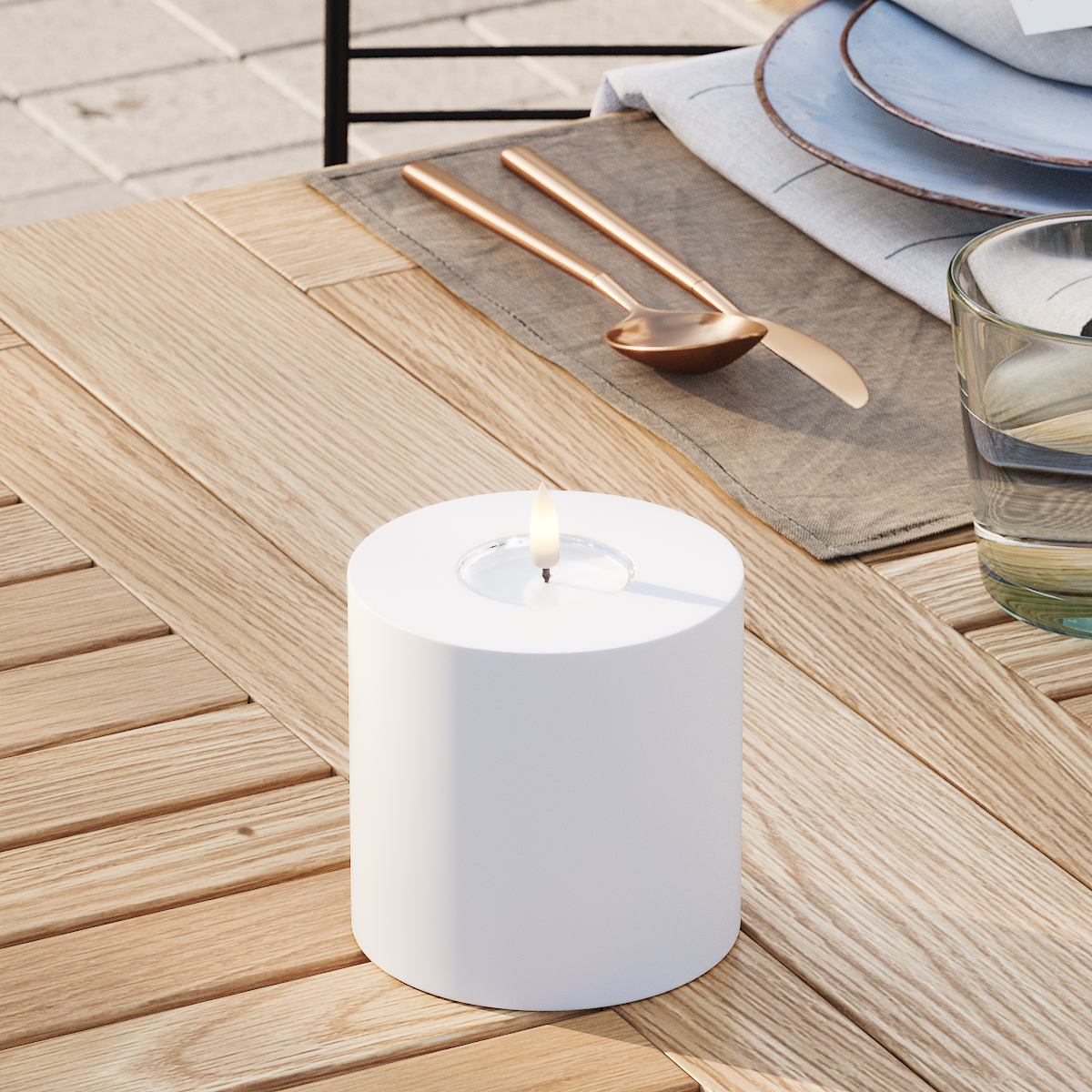 Deluxe Homeart Buiten LED Stompkaarsen Ø 10 x 10 cm Wit LED buitenlicht Stompkaarsen 3