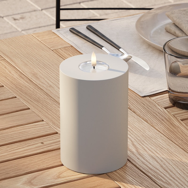 Deluxe Homeart Buiten LED Stompkaarsen Ø 10 x 15cm Zand LED buitenlicht Stompkaarsen 2