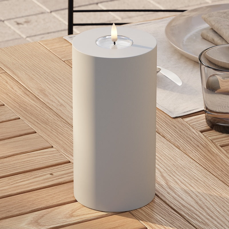 Deluxe Homeart Buiten LED Stompkaarsen Ø 10 x 20cm Zand LED buitenlicht Stompkaarsen 2