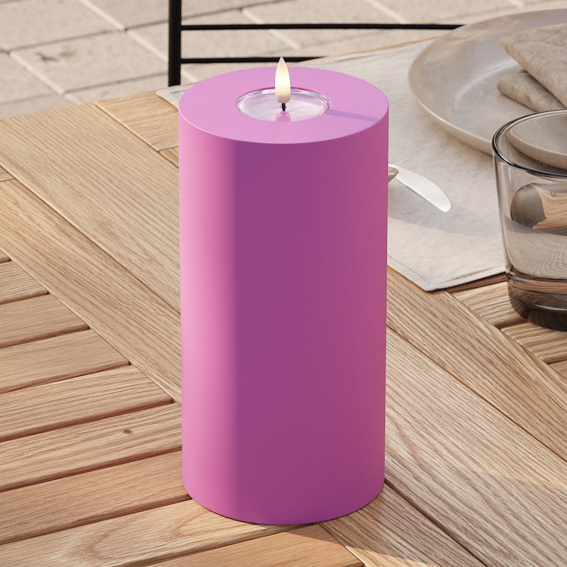 Deluxe Homeart Buiten LED Stompkaarsen Ø 10 x 20cm Magenta LED buitenlicht Stompkaarsen 2