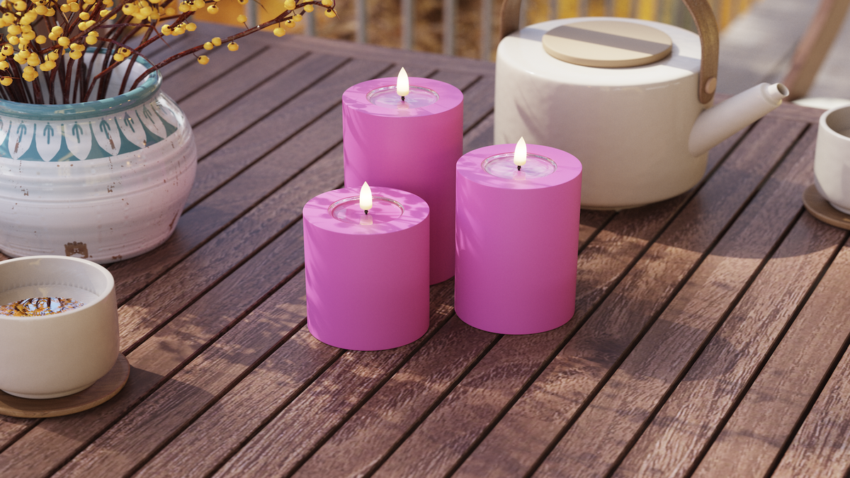 LED Utendørs lysblokklys med naturtro LED flamme