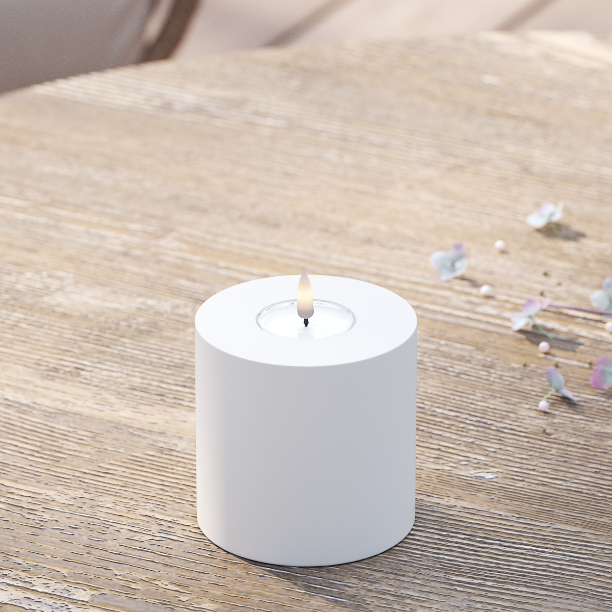 Deluxe Homeart Buiten LED Stompkaarsen Ø 10 x 10 cm Wit LED buitenlicht Stompkaarsen 2