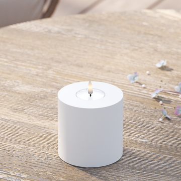 Deluxe Homeart Buiten LED Stompkaarsen Ø 10 x 10 cm Wit LED buitenlicht Stompkaarsen 2