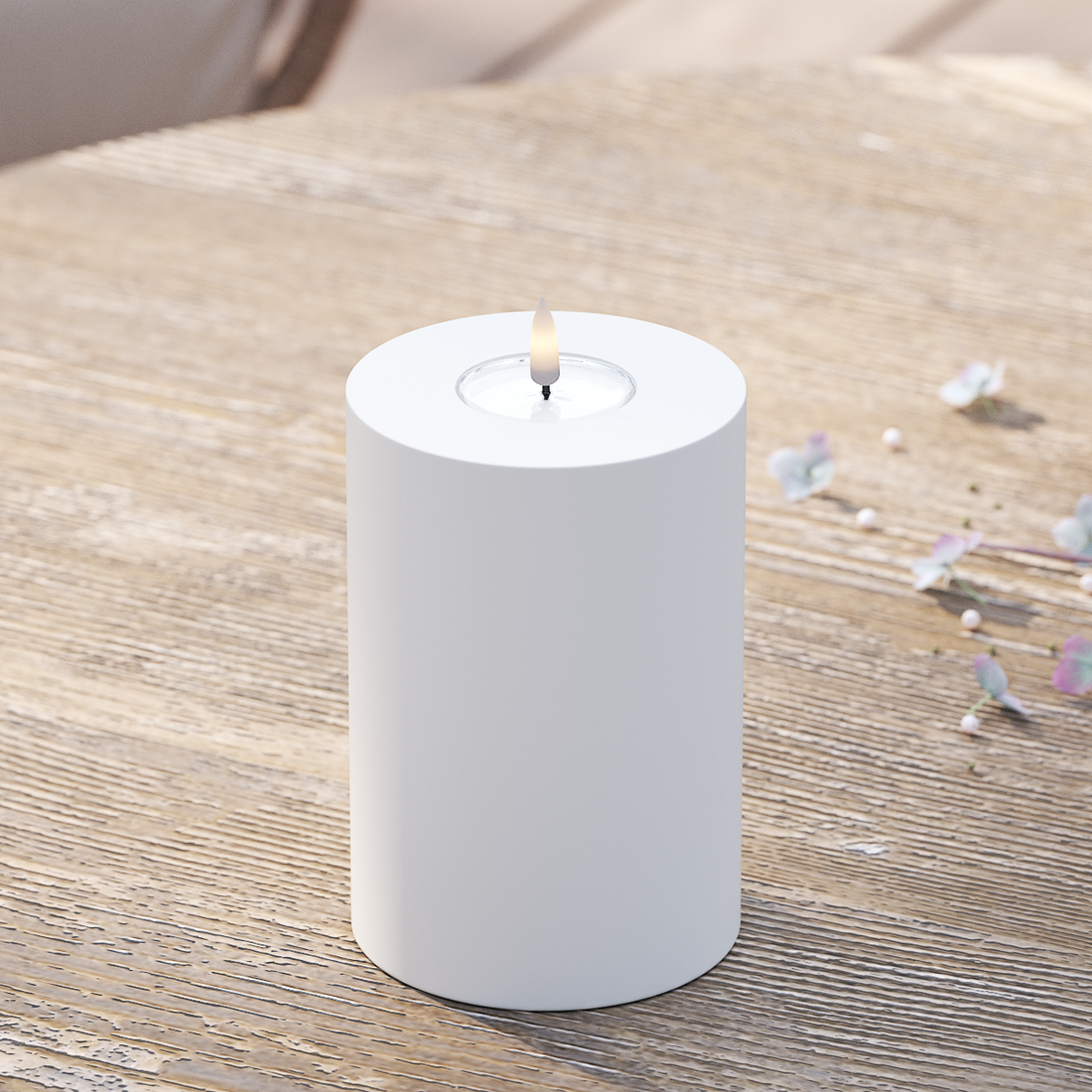 Deluxe Homeart Buiten LED Stompkaarsen Ø 10 x 15cm Wit LED buitenlicht Stompkaarsen 2