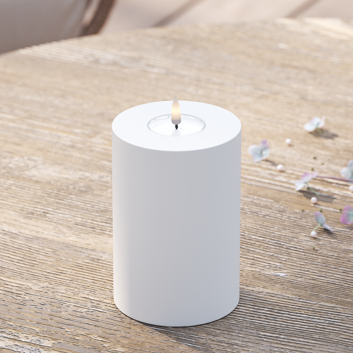 Deluxe Homeart Buiten LED Stompkaarsen Ø 10 x 15cm Wit LED buitenlicht Stompkaarsen 2